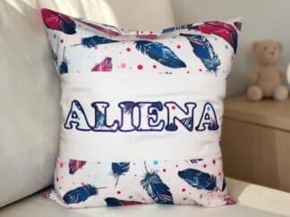 Kinderkissen Feder mit Name