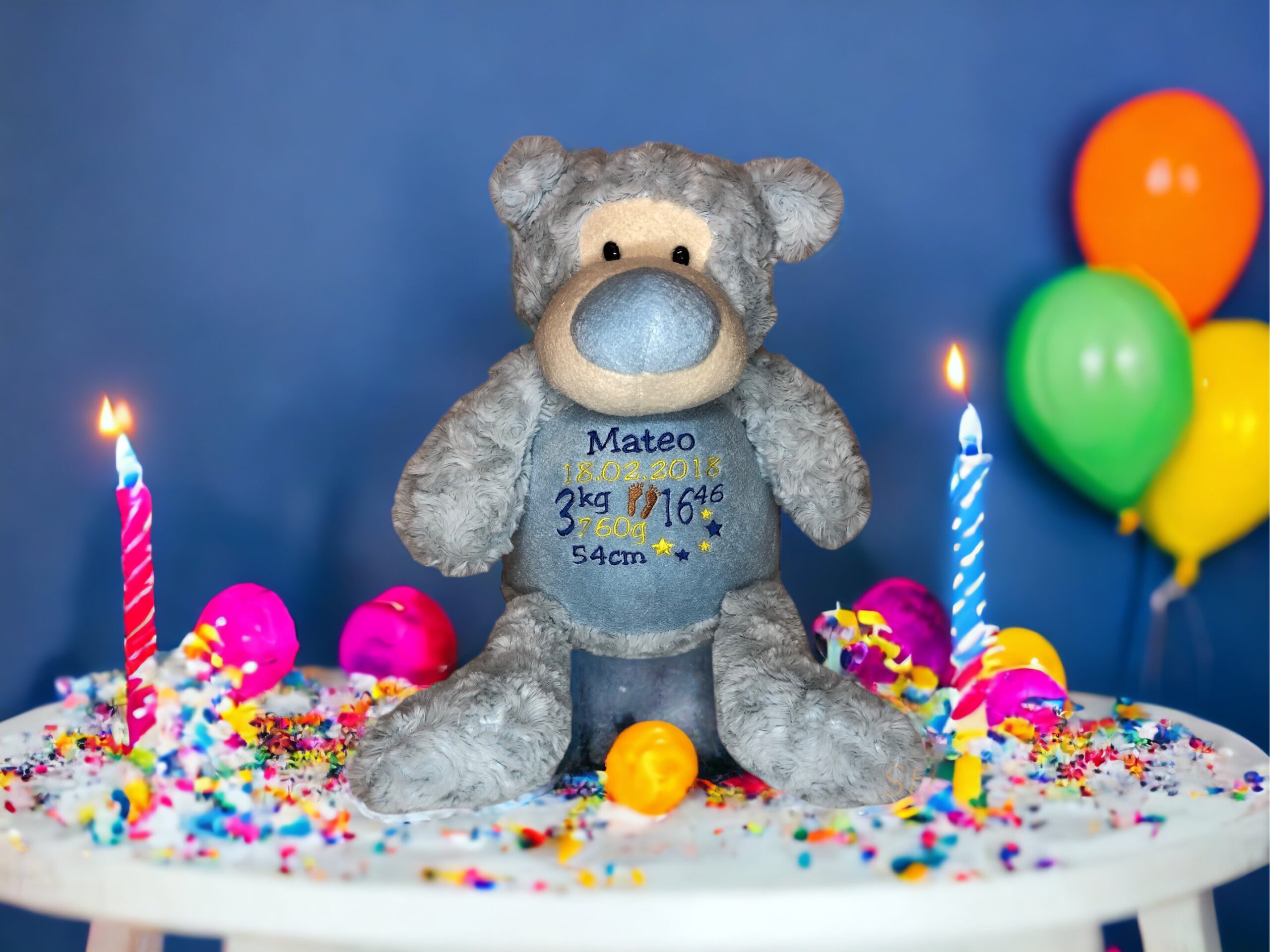 Kuscheltier Teddy blau personalisiert
