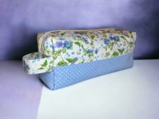 Kosmetiktasche eckig XL Hortensie blau