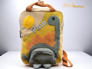 Kindergartenrucksack Dino mit Namen bestickt von Stickfinchen