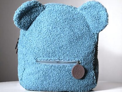 Kinderrucksack blau Plüsch personalisiert – Bild 3
