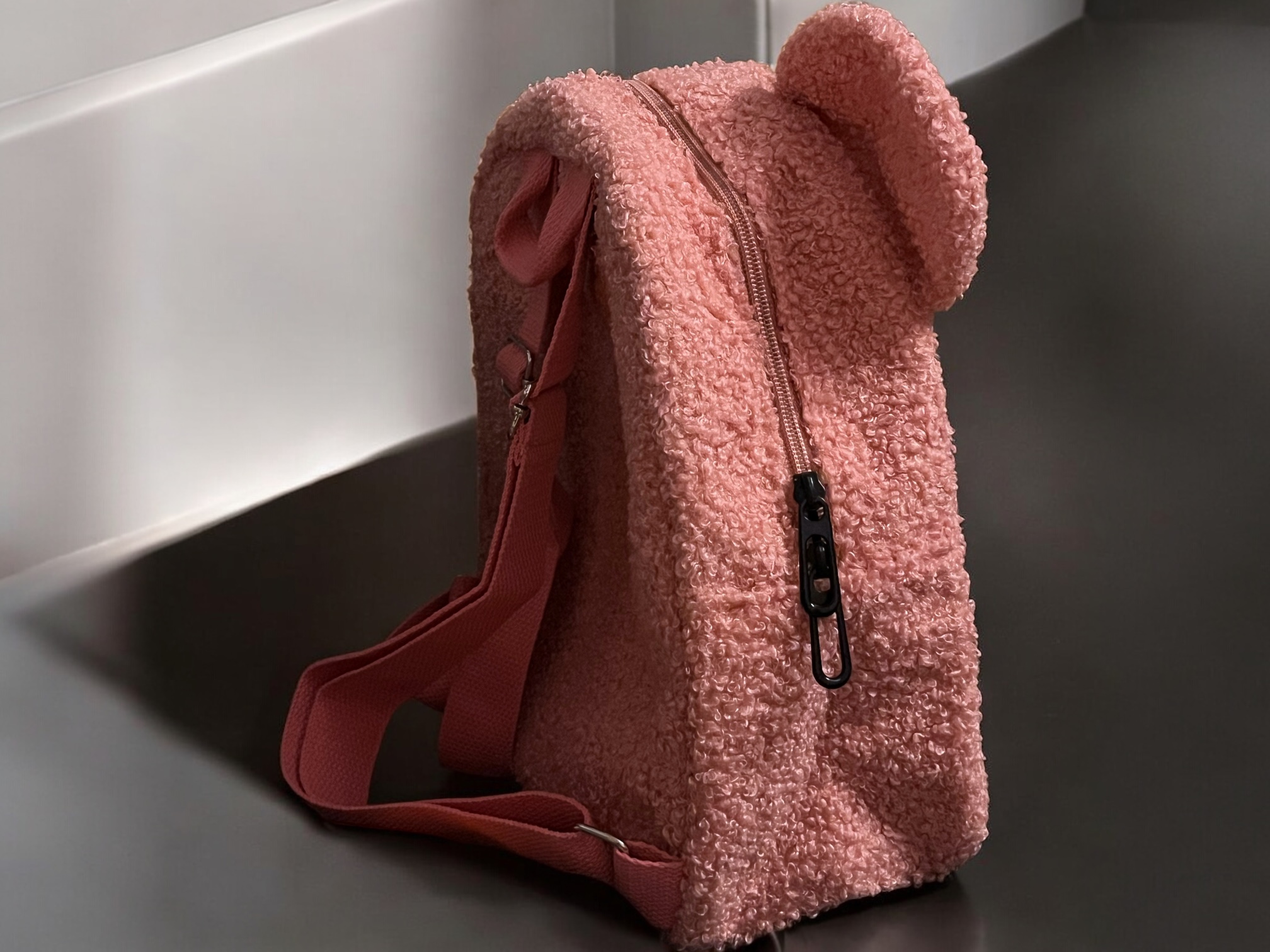 Kinderrucksack rosa Plüsch 3