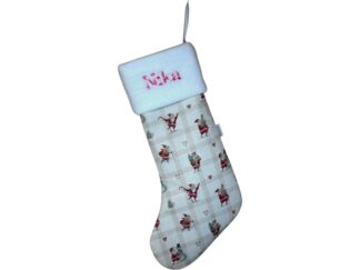 Nikolausstiefel Karo-Look beige mit Weihnachtsmänner