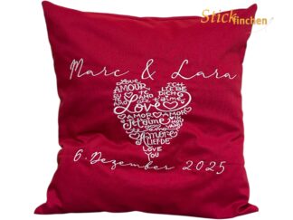 Hochzeitskissen Hochzeit handmade mit Namen und Datum bestickt