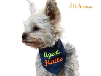 Hundehalstuch mit Namen und Motiv bestickt - handgemacht von Stickfinchen