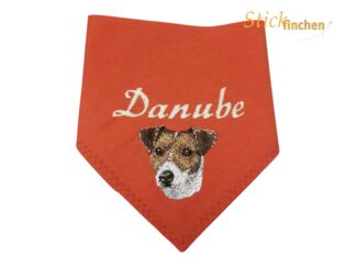 Hundehalstuch mit Namen und Motiv bestickt - handgemacht von Stickfinchen