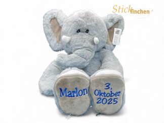 Kuscheltier Elefant mit Namen bestickt von Stickfinchen