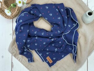 Musselintuch Halstuch Anker blau von Stickfinchen