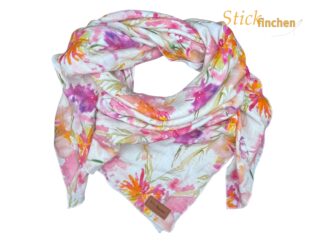 Musselintuch Blumen Sommer von Stickfinchen in 2 verschiedenen Größen