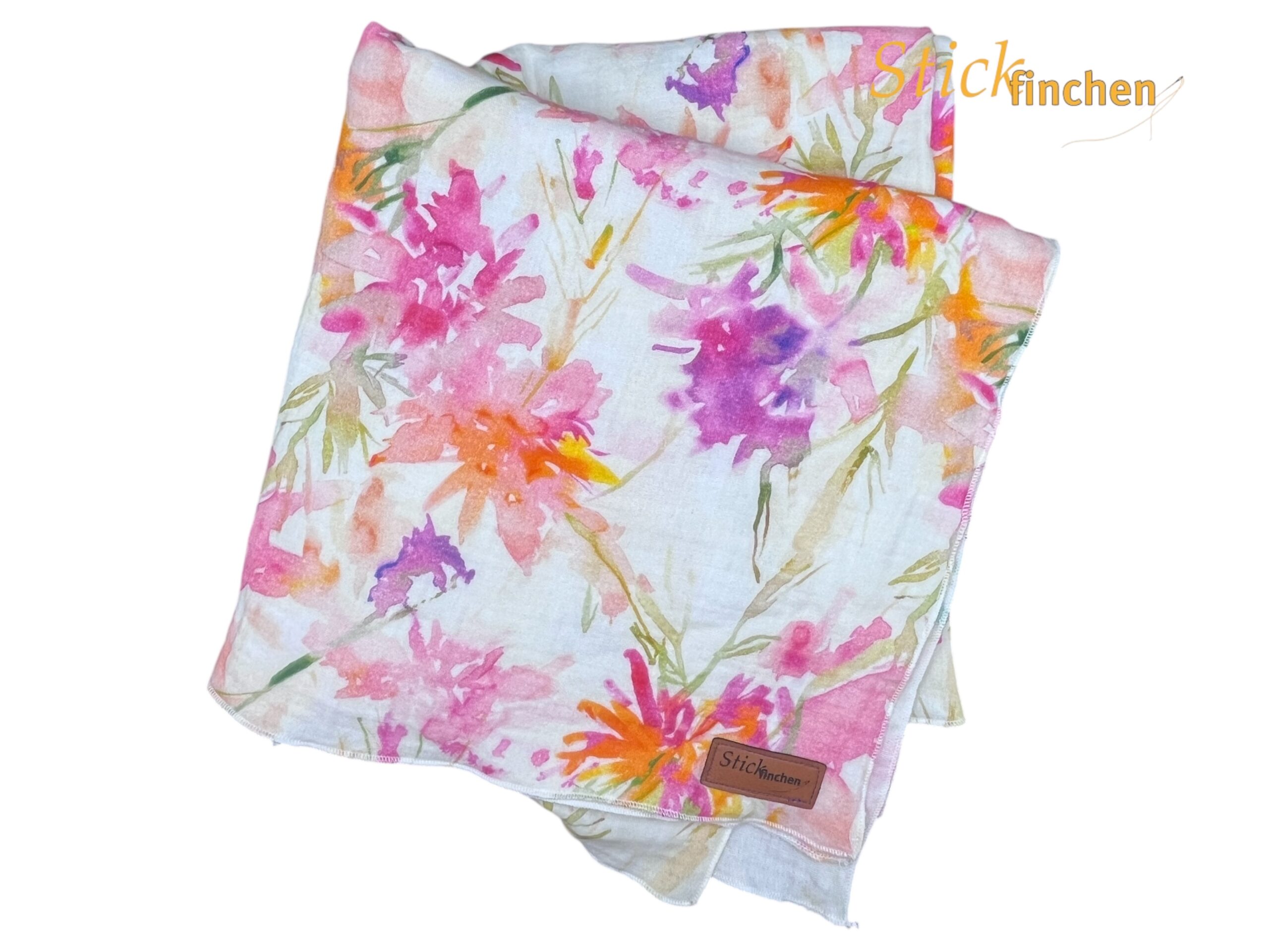 Musselintuch Blumen Sommer von Stickfinchen in 2 verschiedenen Größen