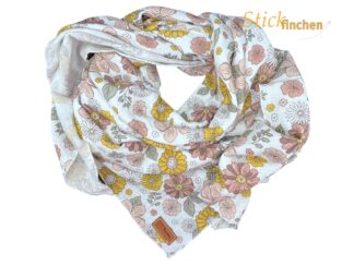 Musselintuch Blumen Herbst von Stickfinchen in 2 verschiedenen Größen