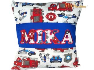 Namenskissen Feuerwehr Polizei von Stickfinchen