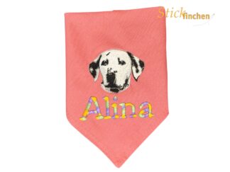 Personalisiertes Hundehalstuch mit gesticktem Namen und Motiv - handgefertigt von Stickfinchen