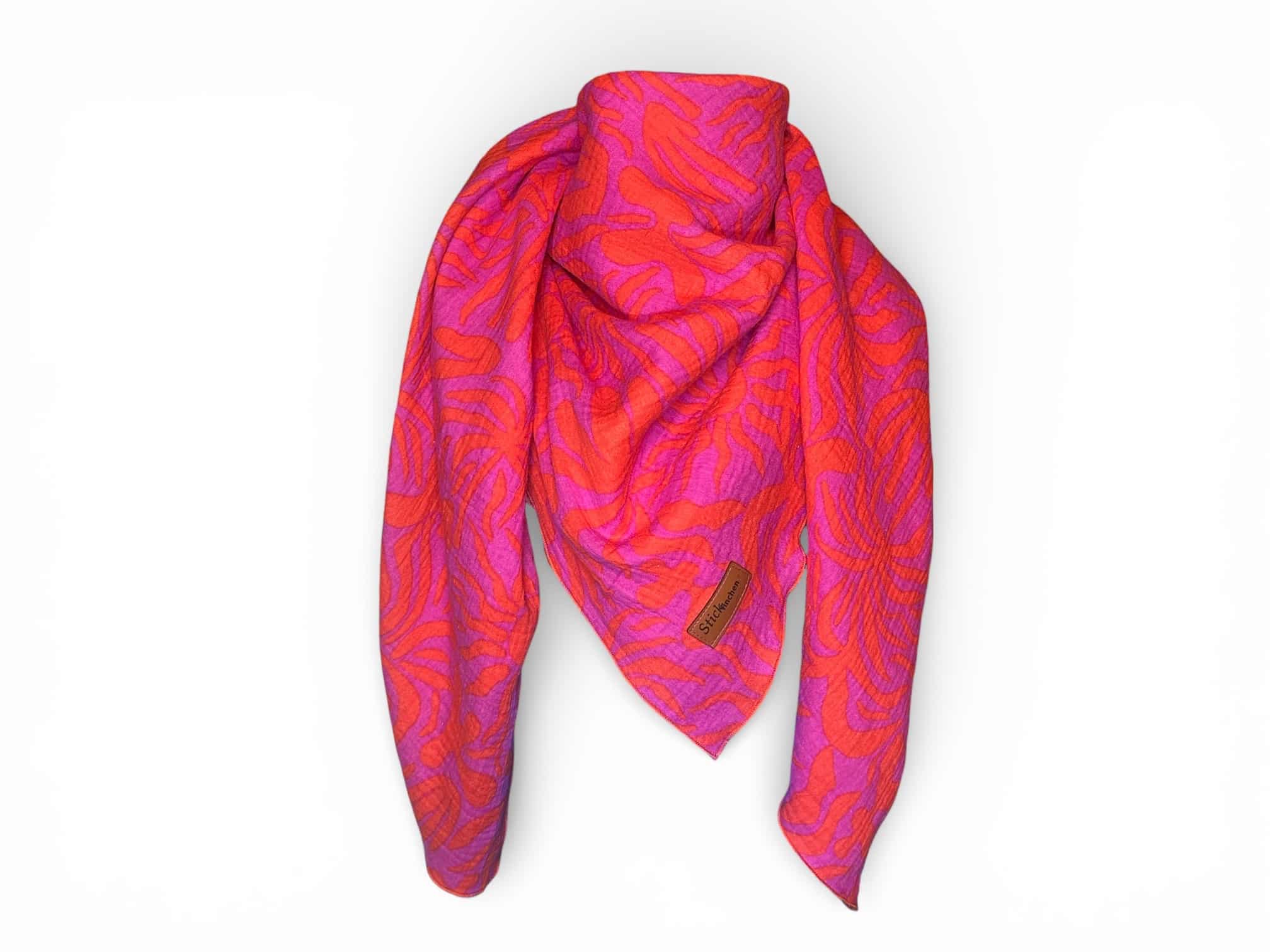 Musselintuch Tropical pink 1 Musselintuch Halstuch aus 100% Baumwolle