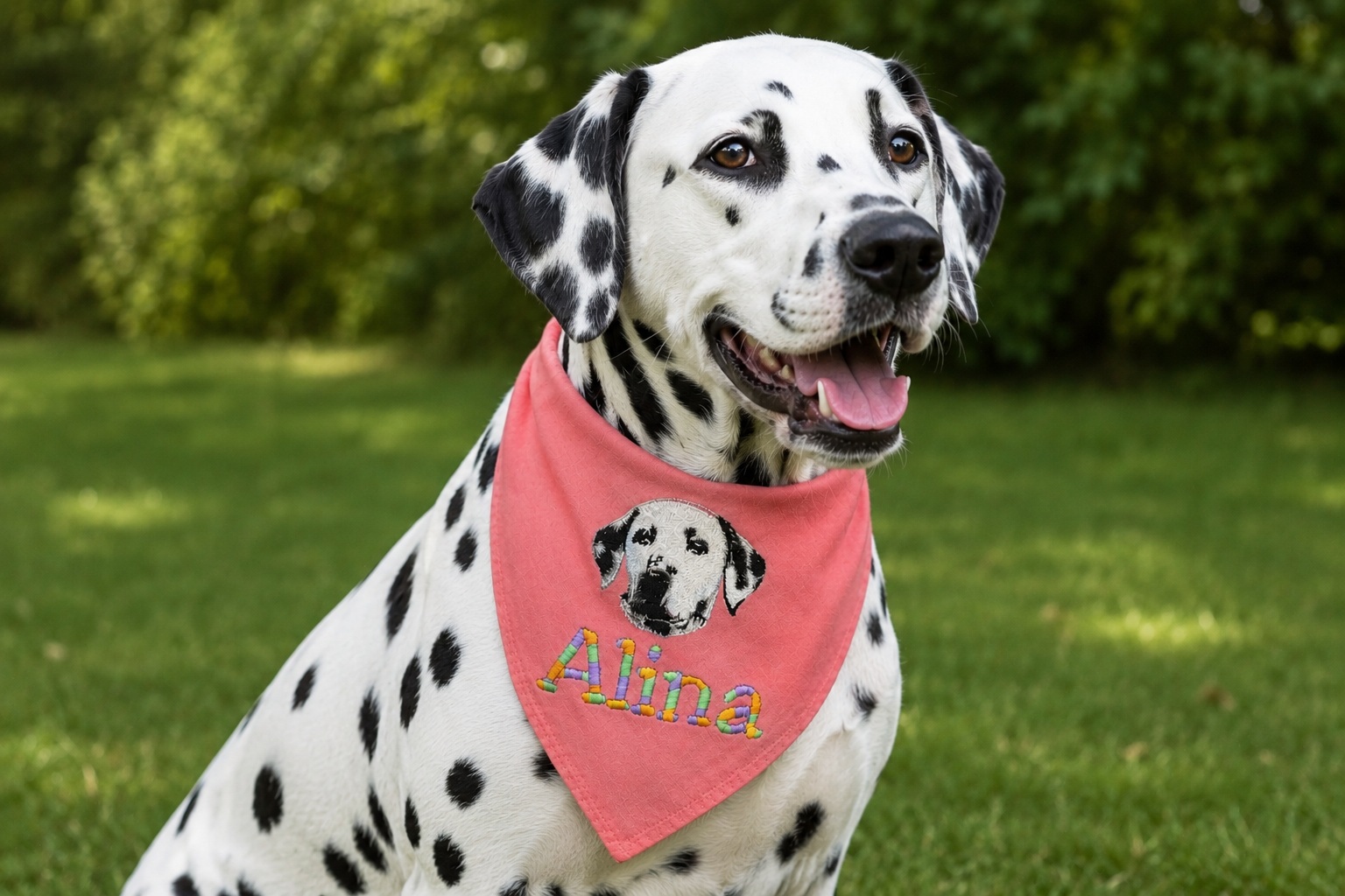 hundehalstuch mit namen und motiv bestickt in altrosa von stickfinchen