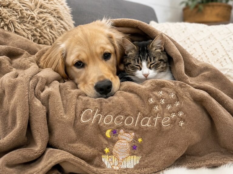 Bestickte Hunde- und Katzendecken