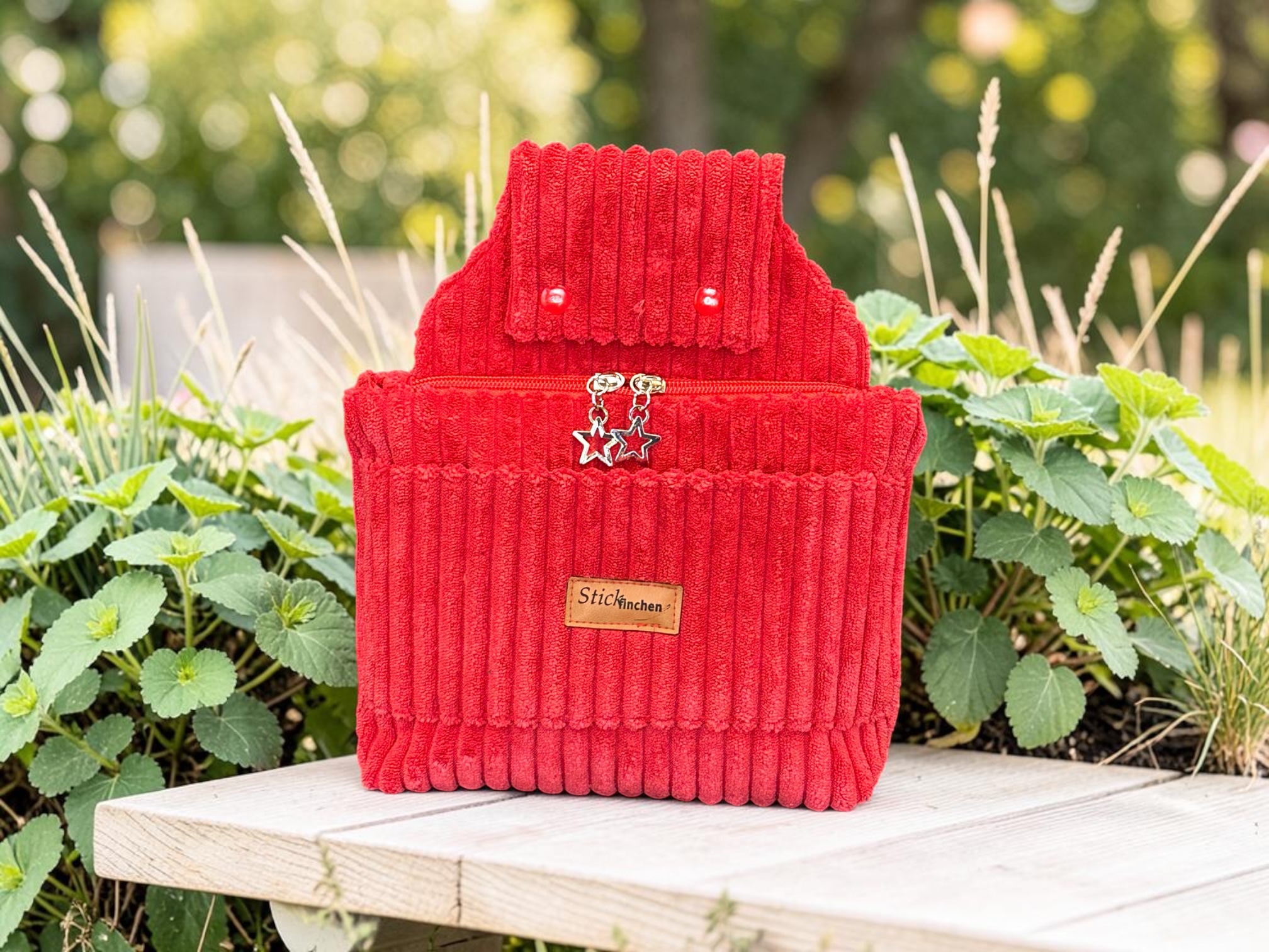 rote Gürteltasche aus Breitcord