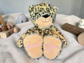 Kuscheltier Leopard mit Namen bestickt