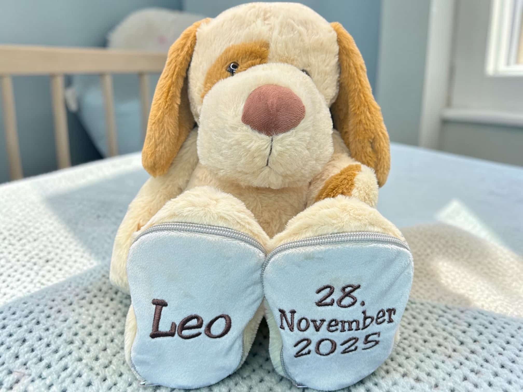 Kuscheltier Hund mit Namen personalisiert