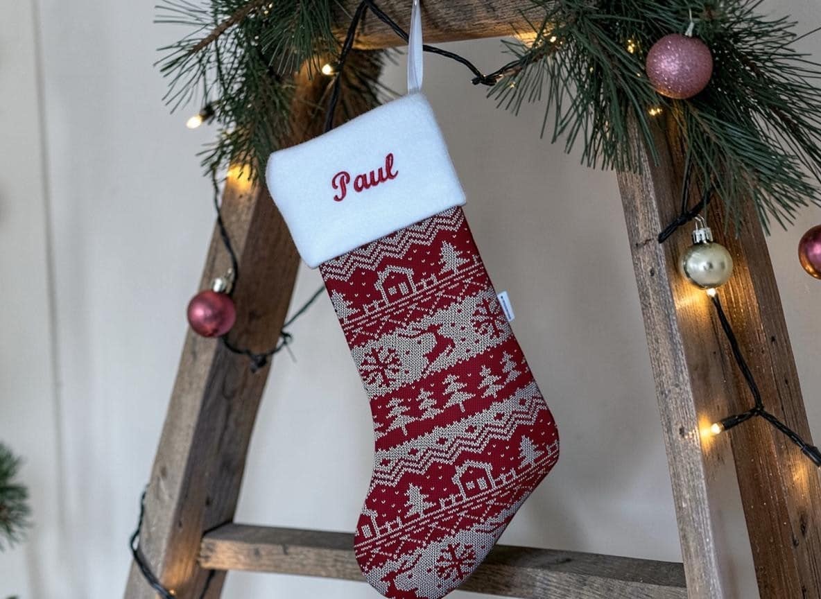 Nikolausstiefel mit Namen im Norwegenlook