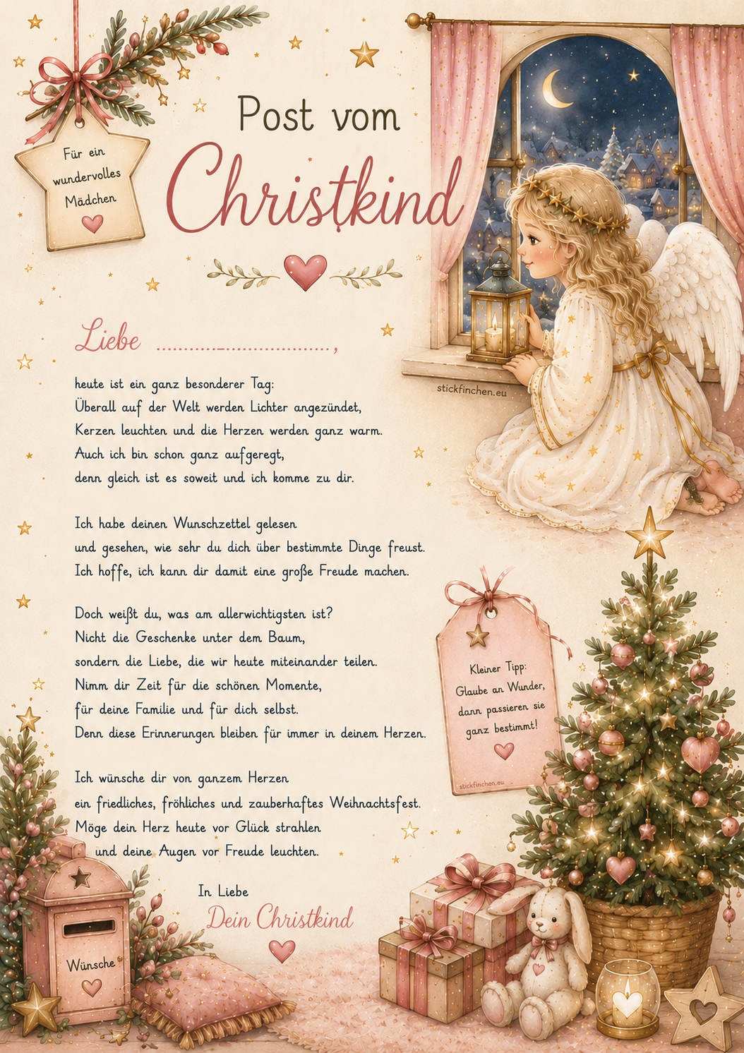 Post vom Christkind für Mädchen