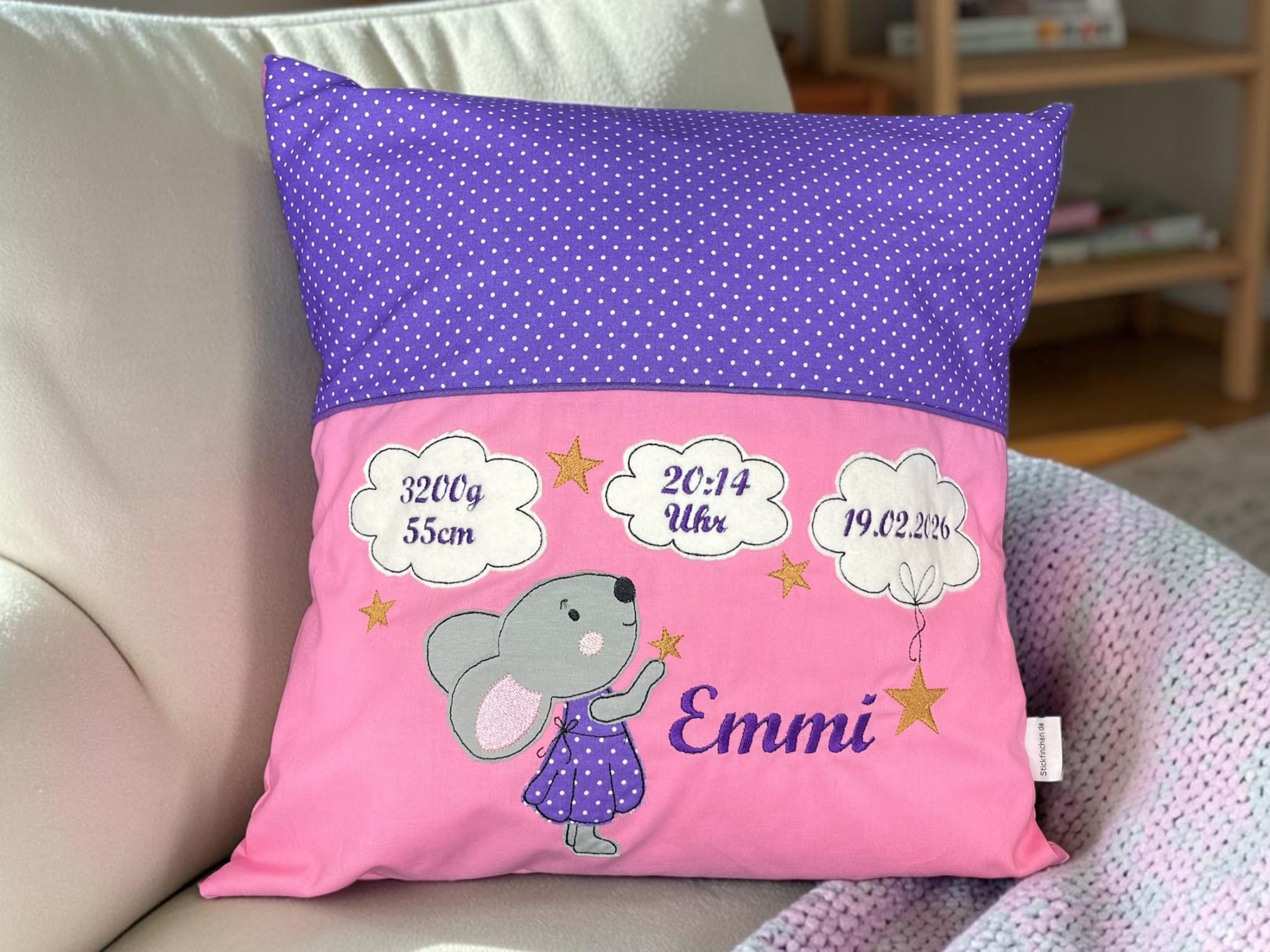 Kinderkissen Maus mit Namen